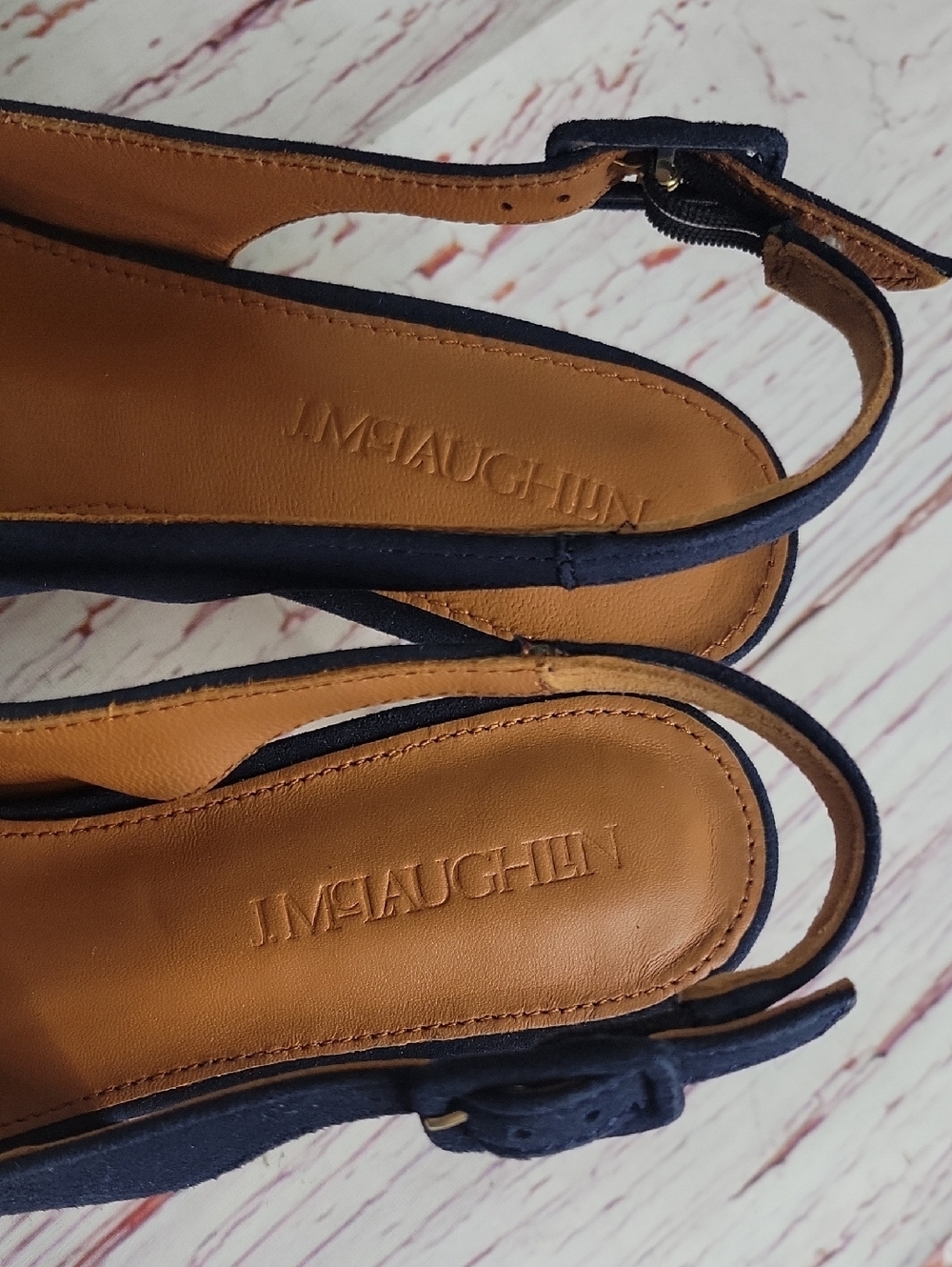 J. McLaughlin Dorothea Women's Navy Suede Slingback Kitten Heel Size 8 - Picture 7 of 12